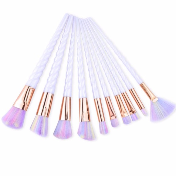 NEW 10pc Unicorn Diamond Makeup Brush Set W/Bag - Picture 4 of 7